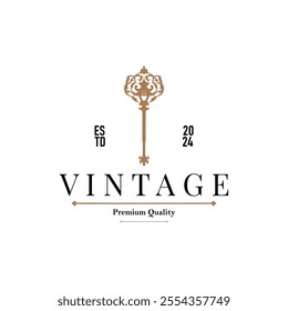Home security design simple key logo old vintage minimalist template illustration