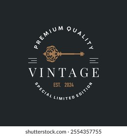 Home security design simple key logo old vintage minimalist template illustration