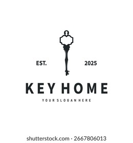 Home design de segurança logotipo de chave simples velho vintage modelo ilustração