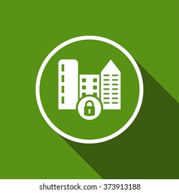 home security flat icon with long shadow. vector illustration