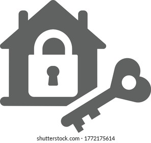 Icono gris de seguridad del hogar / protección de la casa