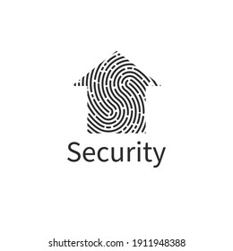 Home security. House with fingerprint icon. Security company logo.