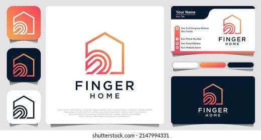 Home security. House with fingerprint icon. Security company logo.