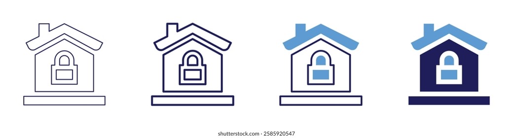 Home security icon in 4 different styles. Thin Line, Line, Bold Line, Duotone. Duotone style. Editable stroke.
