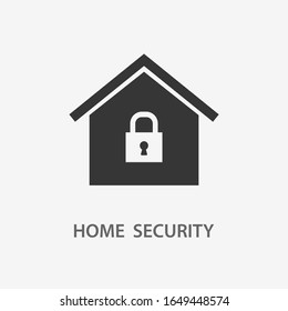 Home security icon. Black vector illustration isolated on white.