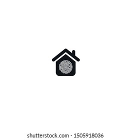 Home security icon in black and white, fingerprint, scanner. Vector illustration