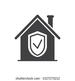 Home Security icon. flat simple pictogram. House protection with shield vector illustration