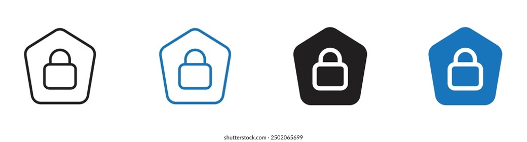 Home security icon Flat symbol set outline