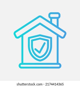 Icono de seguridad en el hogar con estilo de degradado sobre el hogar inteligente, uso para presentación de aplicaciones móviles en el sitio web