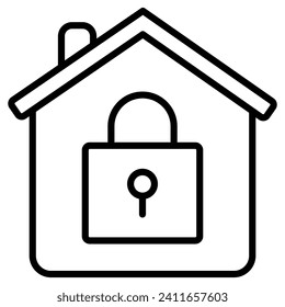 Ilustración vectorial de la línea de icono de seguridad en el hogar
