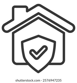 Home Security Icon Lineal Style Vector Illustration