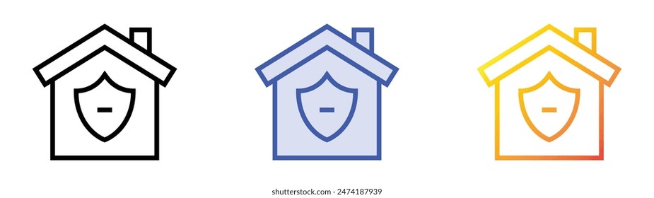 home security icon. Linear, Blue Fill and Gradient Style Design Isolated On White Background