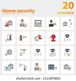 Home Security icon set. Collection of simple elements such as the alarm system, call verification, control panel, emergency call, fire alarm, home automation, burglar.
