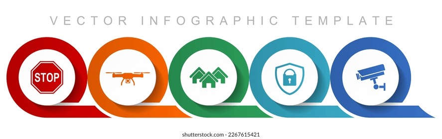 Home security icon set, miscellaneous icons such as stop sign, drone, house, cctv camera and padlockfor webdesign and mobile applications, flat design infographic vector template in eps 10