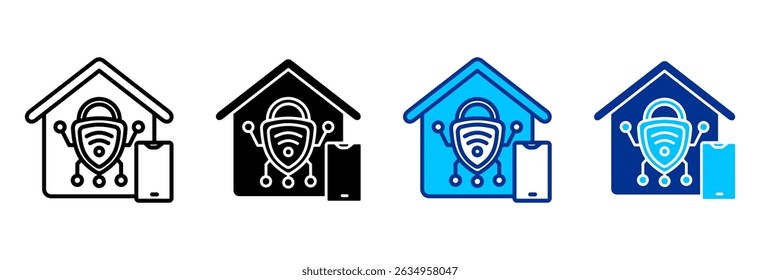 Home Security Icon Set Multiple Style Vector Illustration