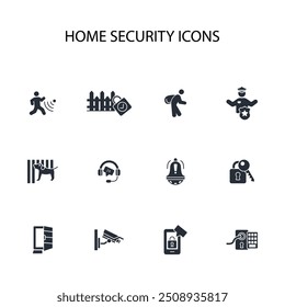 Home security icon set.vector.Editable stroke.linear style sign for use web design,logo.Symbol illustration.
