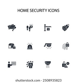 Home security icon set.vector.Editable stroke.linear style sign for use web design,logo.Symbol illustration.