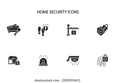 Home security icon set.vector.Editable stroke.linear style sign for use web design,logo.Symbol illustration.