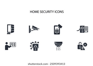 Conjunto de iconos de seguridad para el hogar. Vector. Movimiento editable. Signo de estilo lineal para uso Diseño web, logotipo. Ilustración de símbolo.