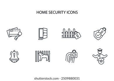 Home security icon set.vector.Editable stroke.linear style sign for use web design,logo.Symbol illustration.