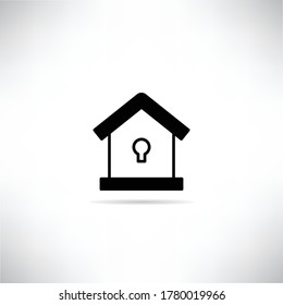 icono de seguridad doméstica con sombra en el vector de fondo gris