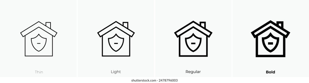 home security icon. Thin, Light Regular And Bold style design isolated on white background