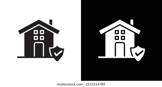 Home security icon Thin line flat illustration