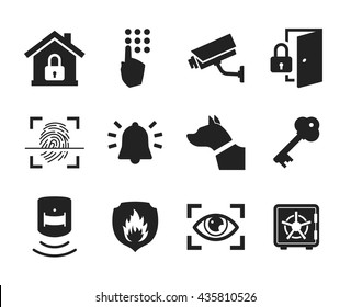 Conjunto de ícones de segurança doméstica // Preto e branco