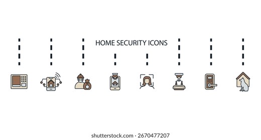 home ícones de segurança conjunto isolado no fundo branco Design de estilo plano
