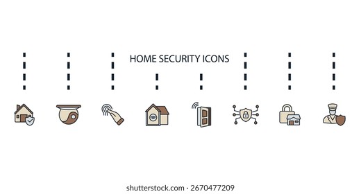 Conjunto de iconos de seguridad para el hogar aislados sobre fondo blanco Diseño de estilo plano