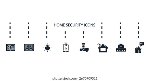 home ícones de segurança conjunto isolado no fundo branco Design de estilo plano