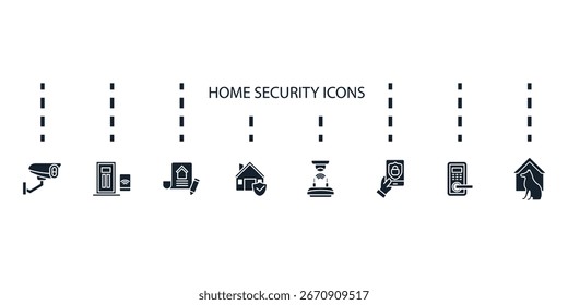 Conjunto de iconos de seguridad para el hogar aislados sobre fondo blanco Diseño de estilo plano