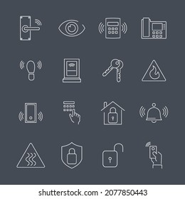 Iconos de seguridad del hogar establecidos. Símbolo de paquete de seguridad del hogar elementos vectores para web de infografía