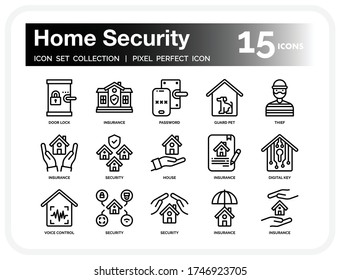 Home Security Icons Set. UI Pixel Perfect Gut gestaltete Vector Thin Line Icons. Die Abbildungen sind ein Vektor.
