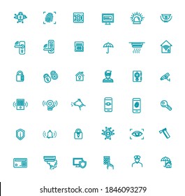 Iconos de seguridad del hogar establecidos. Conjunto de líneas de vector