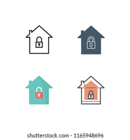 home security icons vector with four different style