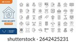 Home Security line editable icon set. Contain icons related to home security, house protection, smart house. Editable stroke. Vector illustration