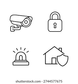 Home Security line icon set vector 
Vector set of icons on a white background