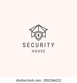 Home security linear logo design template 