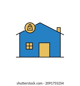 Home security lock icon vector