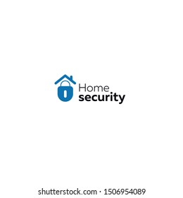 Home security logo in blue and black, smart home. Vector illustration