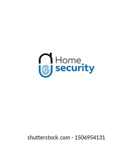 Home security logo in blue and black tones, smart home, telephone control. Vector illustration.