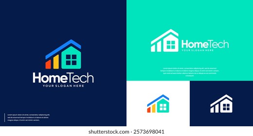 home security logo, control, smart home, automatic, digital system, graphic design vector.