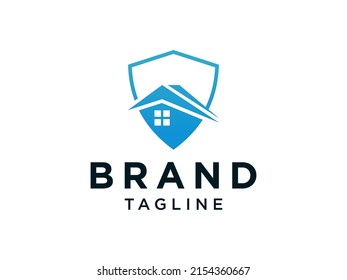 Logotipo de seguridad en el hogar Diseño Protector de la casa Modelo de logotipo inmobiliario Ilustración de vectores planos

