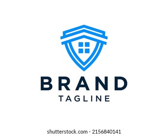 Home Security Logo Design House Guard Real Estate Logo Template Flat Vector Illustration
