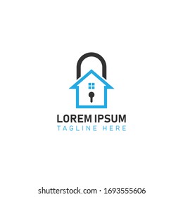 Diseño del logotipo de seguridad doméstica. Diseño de iconos de bloqueo y de inicio