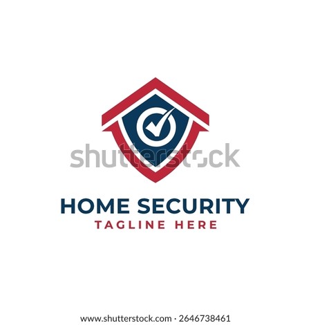 home security logo design modern house shield checkmark sign property safety real estate