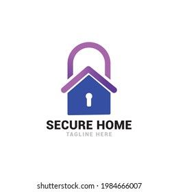Diseño del logotipo de seguridad del hogar, plantilla vectorial del logotipo del protector del hogar.