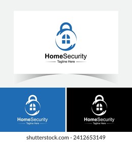 Home Security Logo Design Template With Hand. Safe House Logo Design.