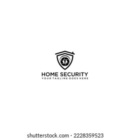 Home security logo house shield camera minimalist design
